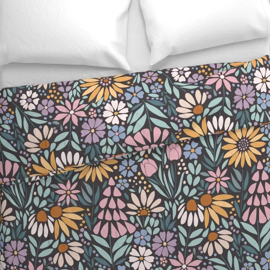 Retro Floral Mosaic Duvet Cover - Yellow-Orange alternate view