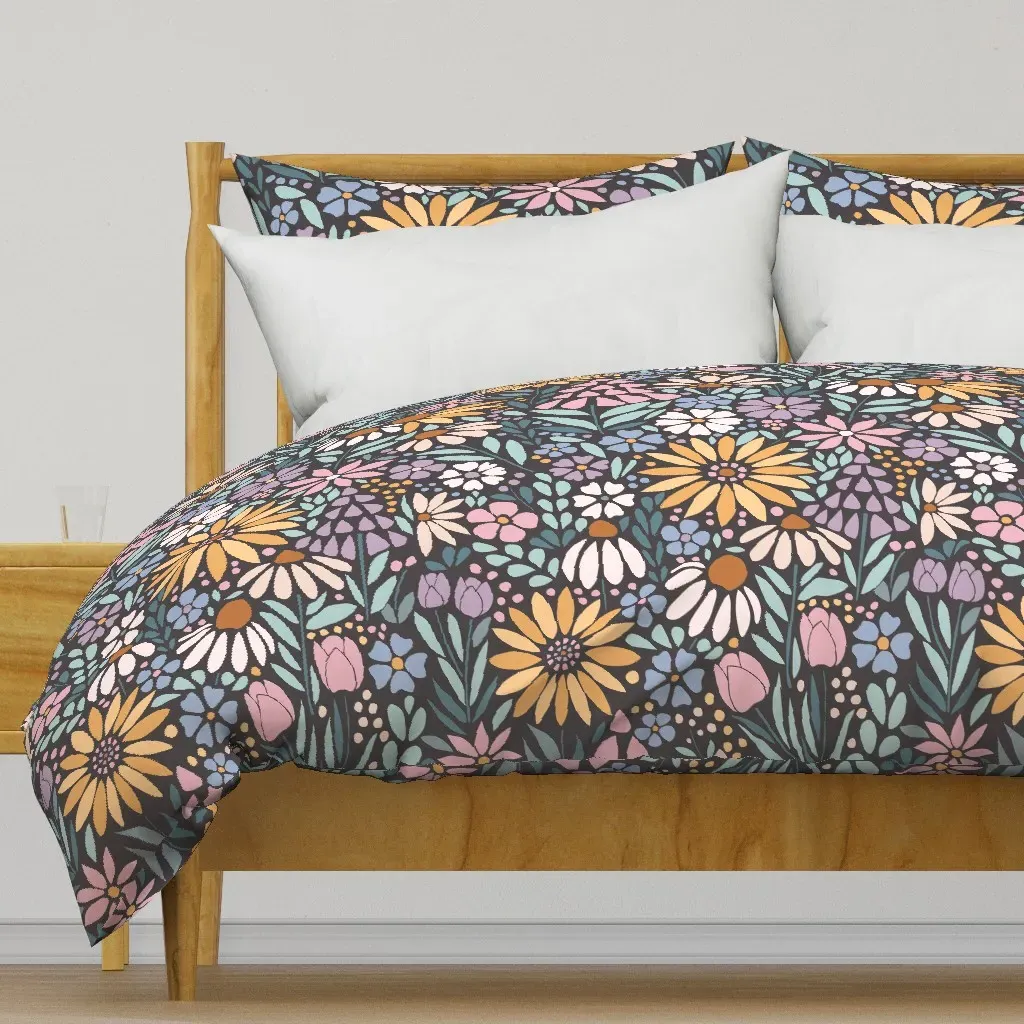 Retro Floral Mosaic Duvet Cover - Yellow-Orange product