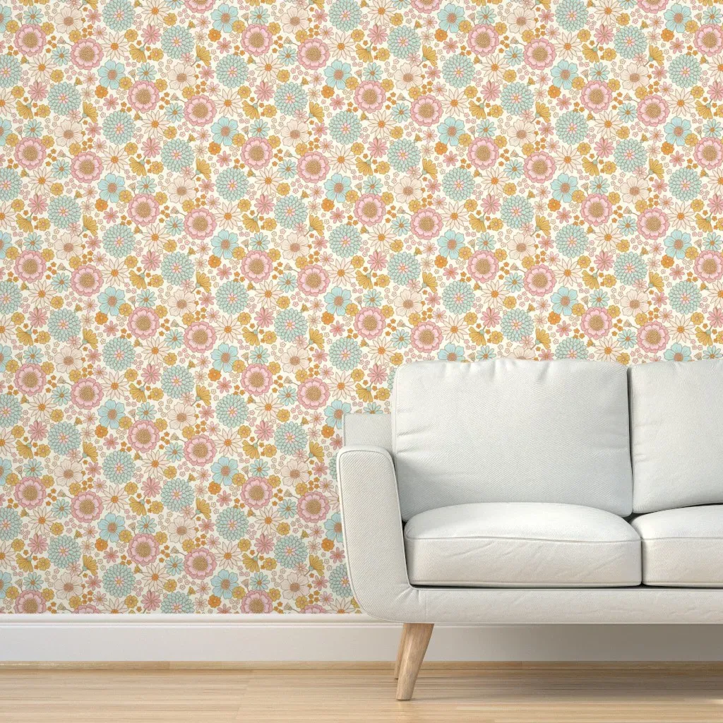 Retro Floral Peel and Stick Wallpaper - Pink, Multicolored product