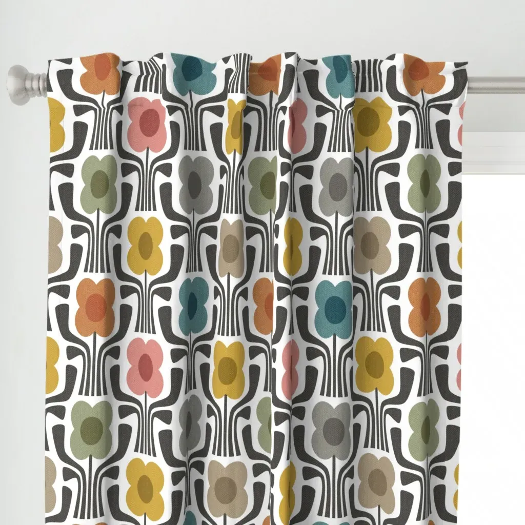 Retro Geometric Curtain Panel - Brown alternate view