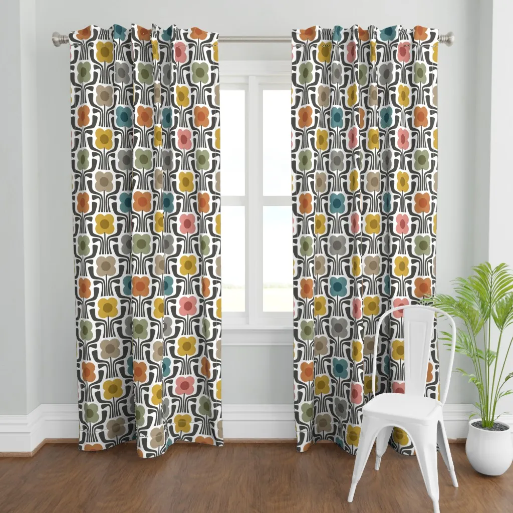 Retro Geometric Curtain Panel - Brown product