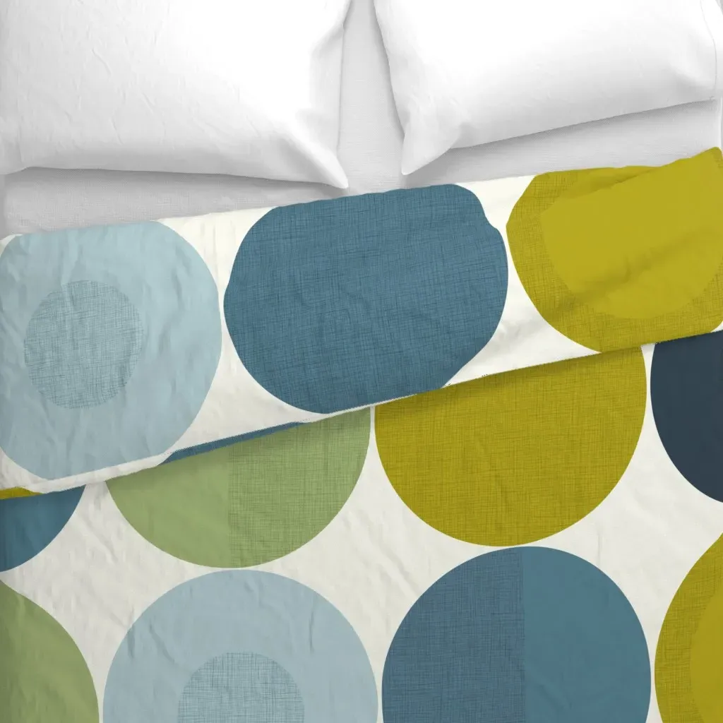 Retro Geometric Dots Duvet Cover - Blue alternate view