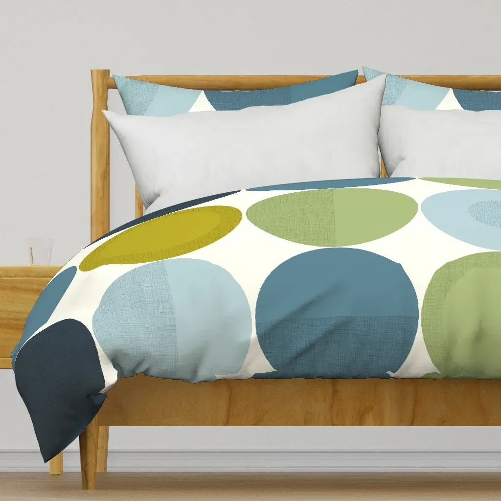 Retro Geometric Dots Duvet Cover - Blue product
