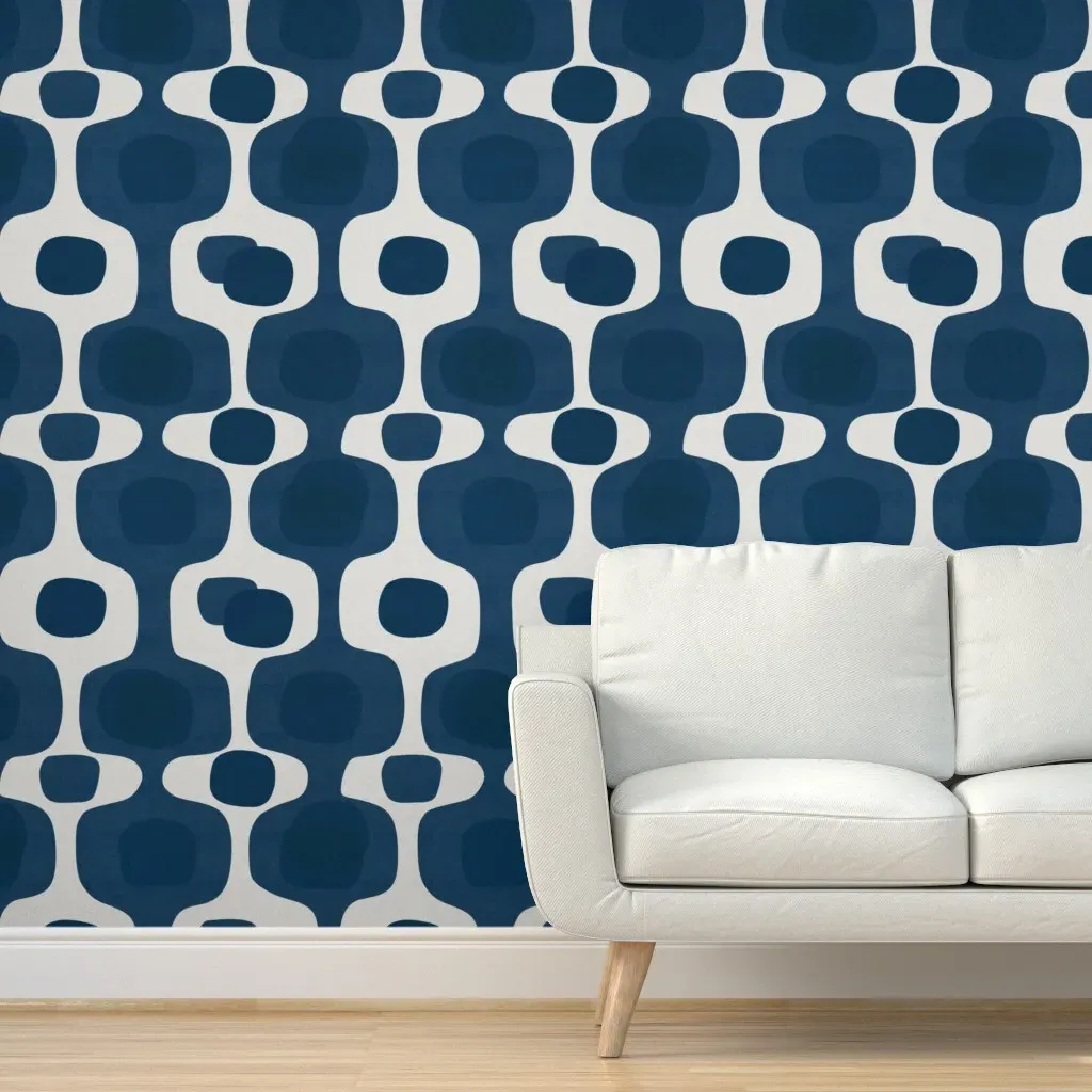 Retro Geometric Navy Peel and Stick Wallpaper - Dark Blue product