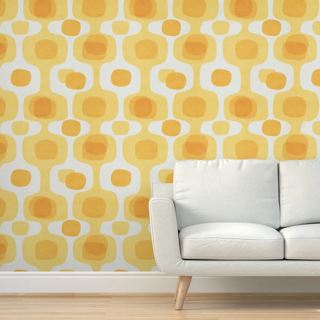 Retro Geometric Peel and Stick Wallpaper - Mustard Yellow product