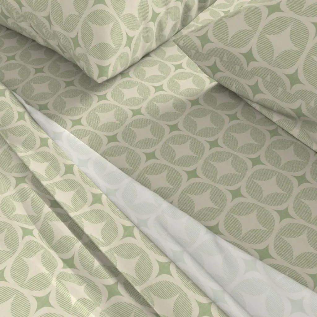Retro Geometric Queen Sheet Set - Beige alternate view