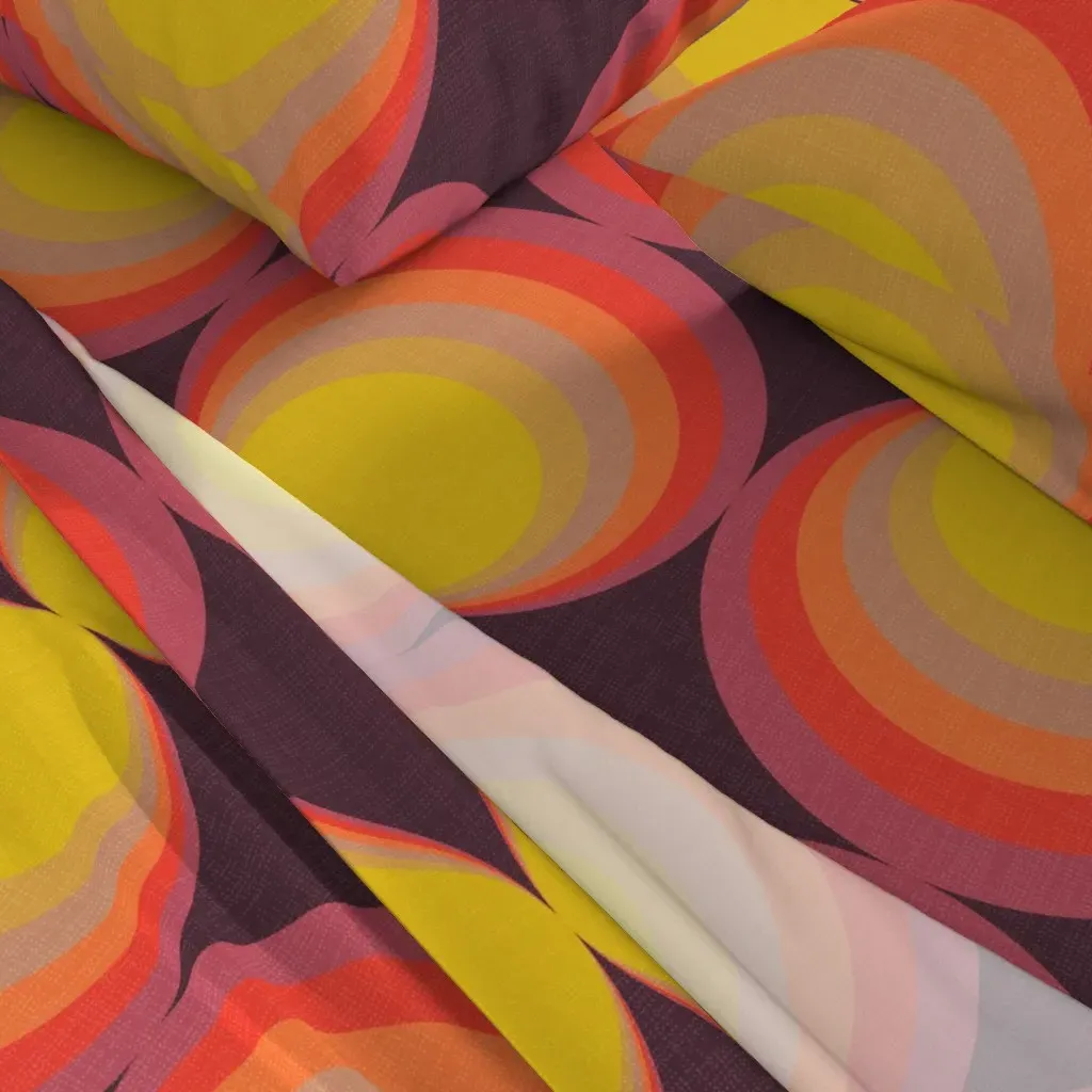 Retro Gradient Circles Queen Sheet Set - Yellow alternate view