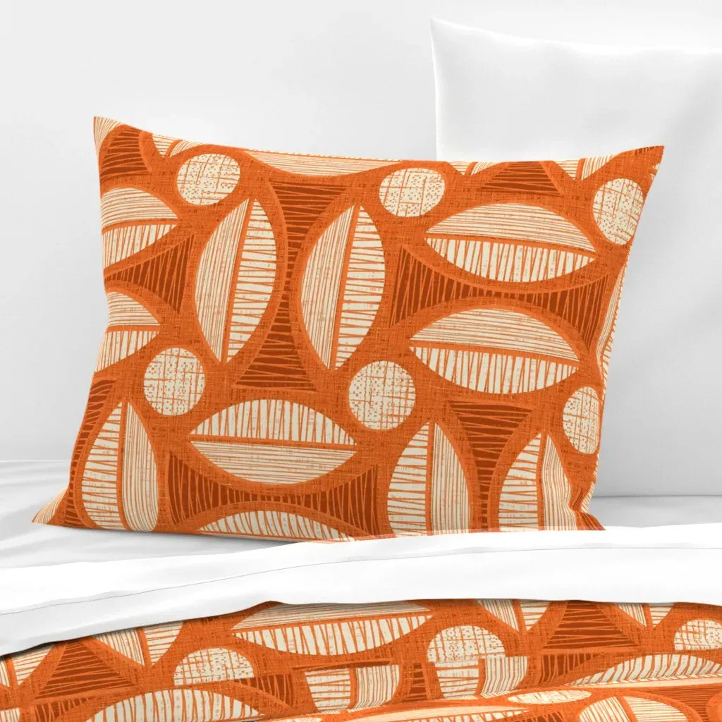 Retro Leaves and Twigs Standard Knife Edge Pillow - Burnt Orange, Cotton Sateen product