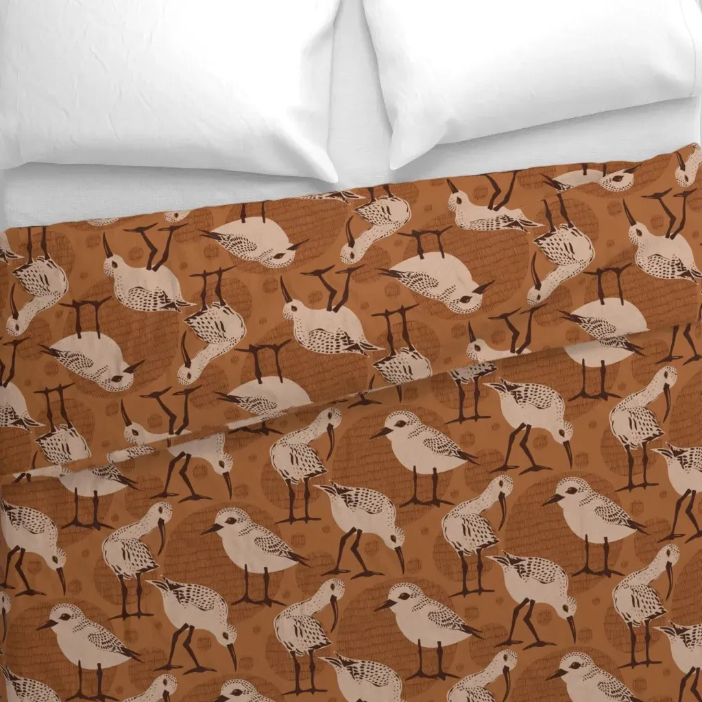 Retro Little Sandpipers Duvet Cover - Brown alternate view