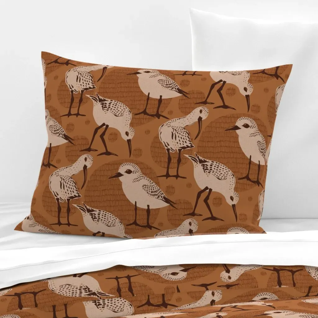 Retro Little Sandpipers Standard Knife Edge Pillow - Brown, Cotton Sateen product