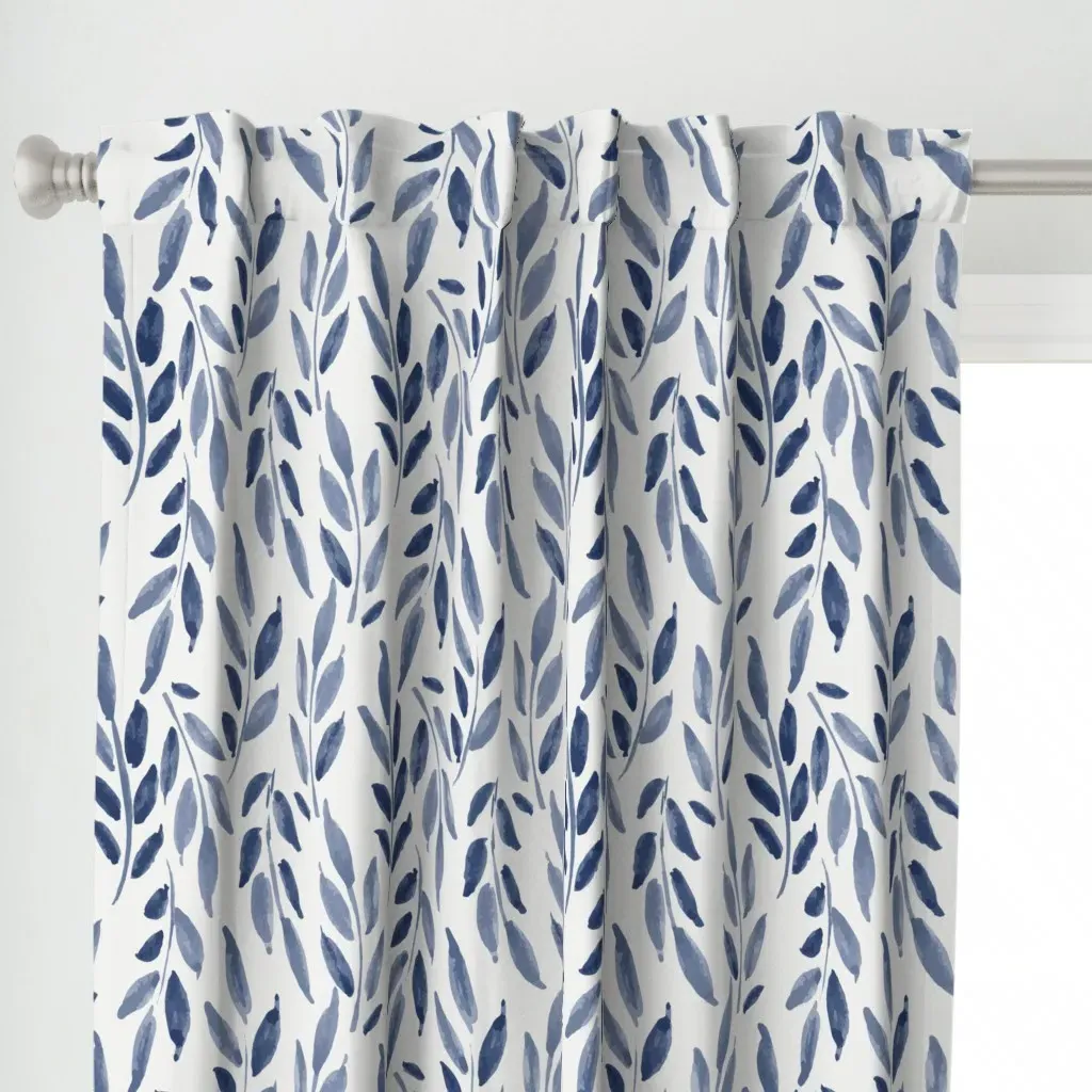 Retro Magic Abstract Curtain Panel - Indigo alternate view
