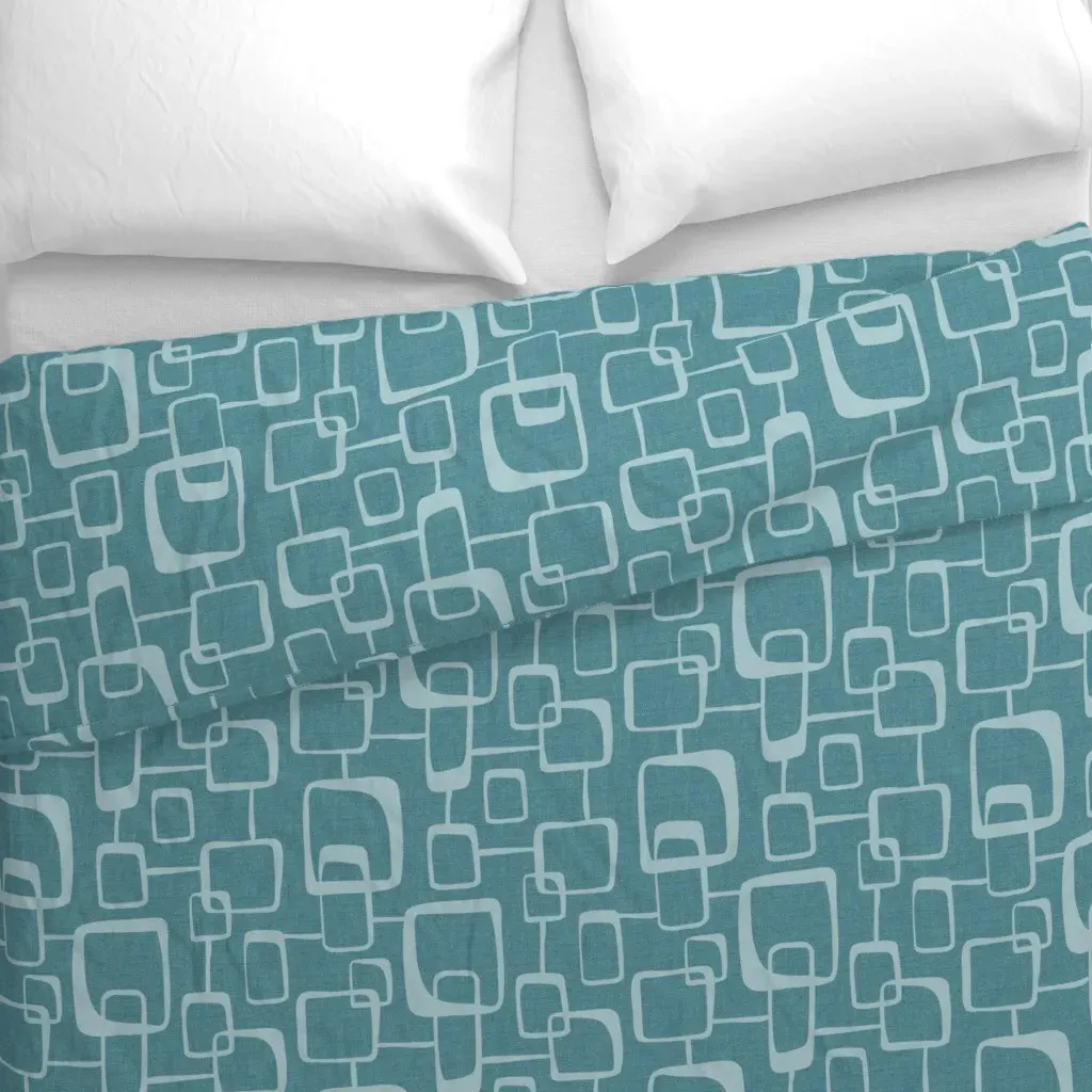 Retro Mid-Century Duvet Cover - Teal alternate view
