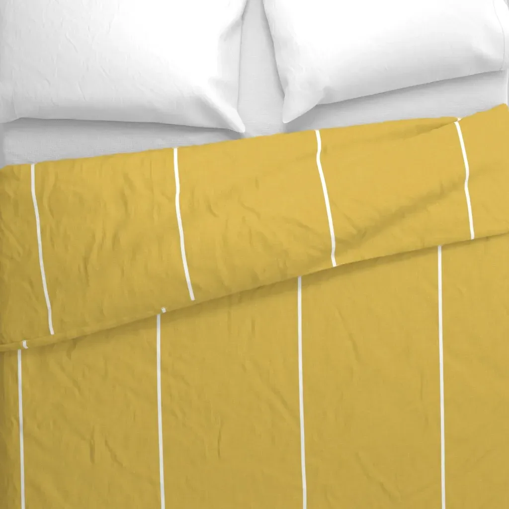 Retro Mod Solid Pinstripes M+M Duvet Cover - Mustard Yellow alternate view