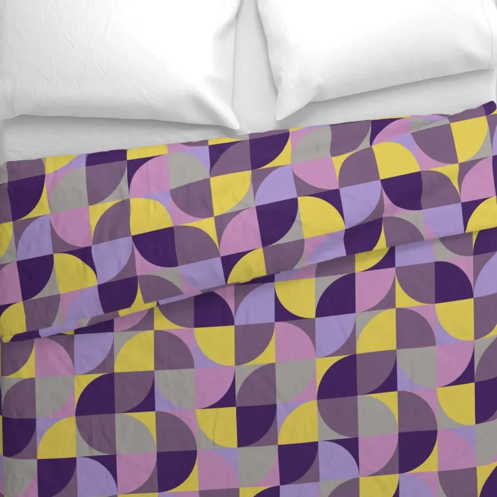 Retro Mod Squares Duvet Cover - Purple alternate view