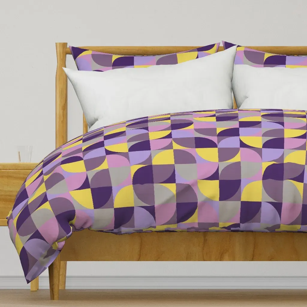 Retro Mod Squares Duvet Cover - Purple product