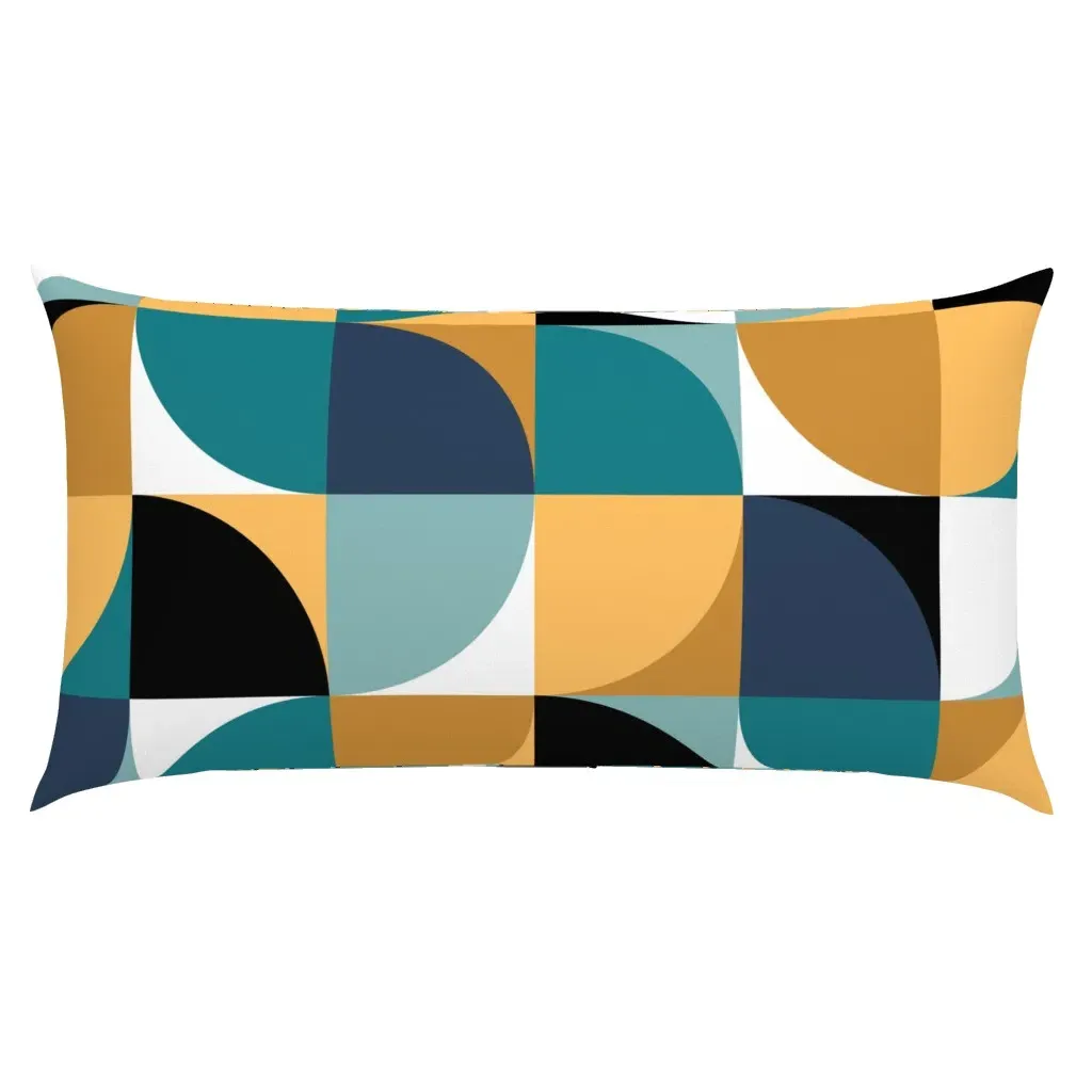 Retro Mod Squares King Pillow Sham - Mustard Yellow product