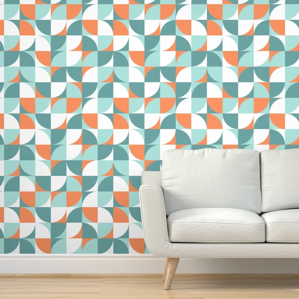 Retro Mod Squares Peel and Stick Wallpaper - Teal product