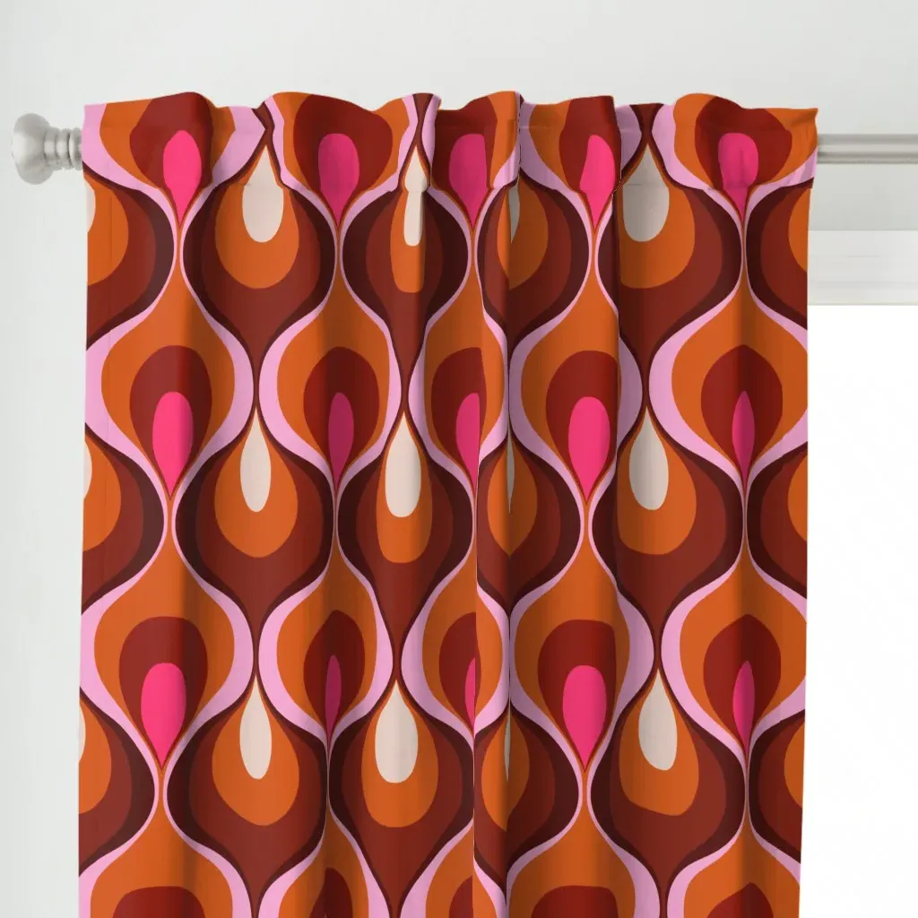 Retro Mood Fuchsia Curtain Panel - Brown alternate view