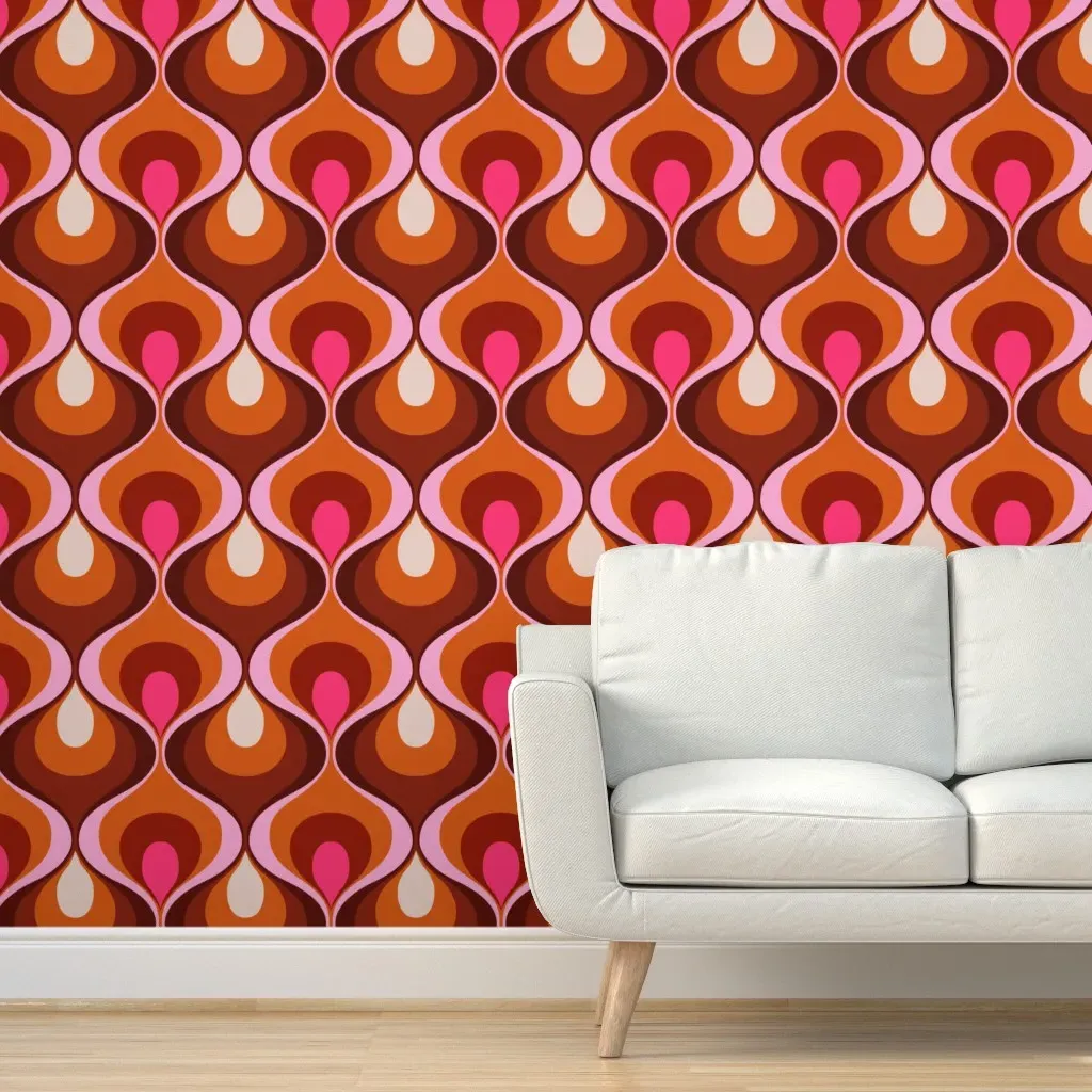 Retro Mood Peel and Stick Wallpaper - Fuchsia, Burgundy product