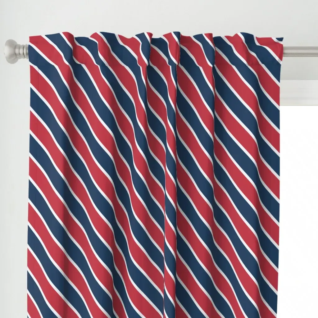Retro Nautical Diagonal Curtain Panel - Navy Blue alternate view