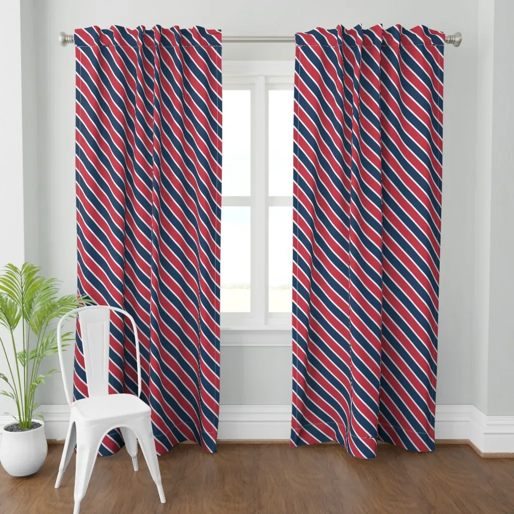 Retro Nautical Diagonal Curtain Panel - Navy Blue product