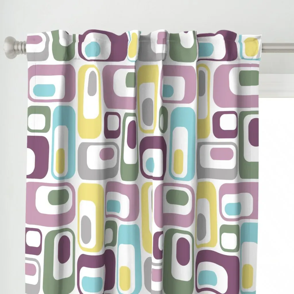 Retro Ovals Curtain Panel - Light Purple alternate view