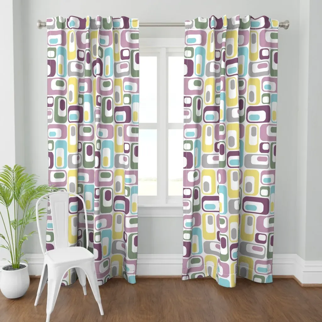 Retro Ovals Curtain Panel - Light Purple product