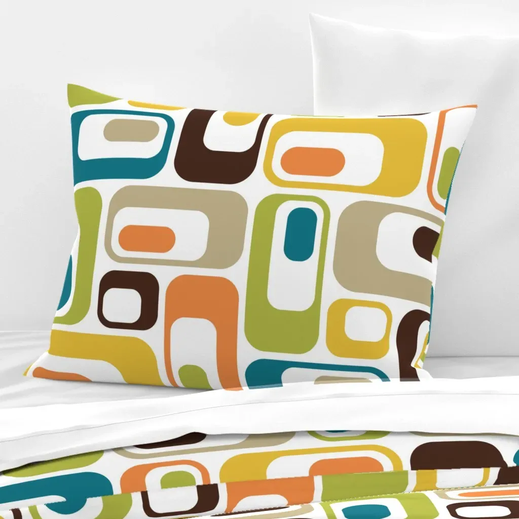 Retro Ovals Standard Knife Edge Pillow - Teal, Cotton Sateen product