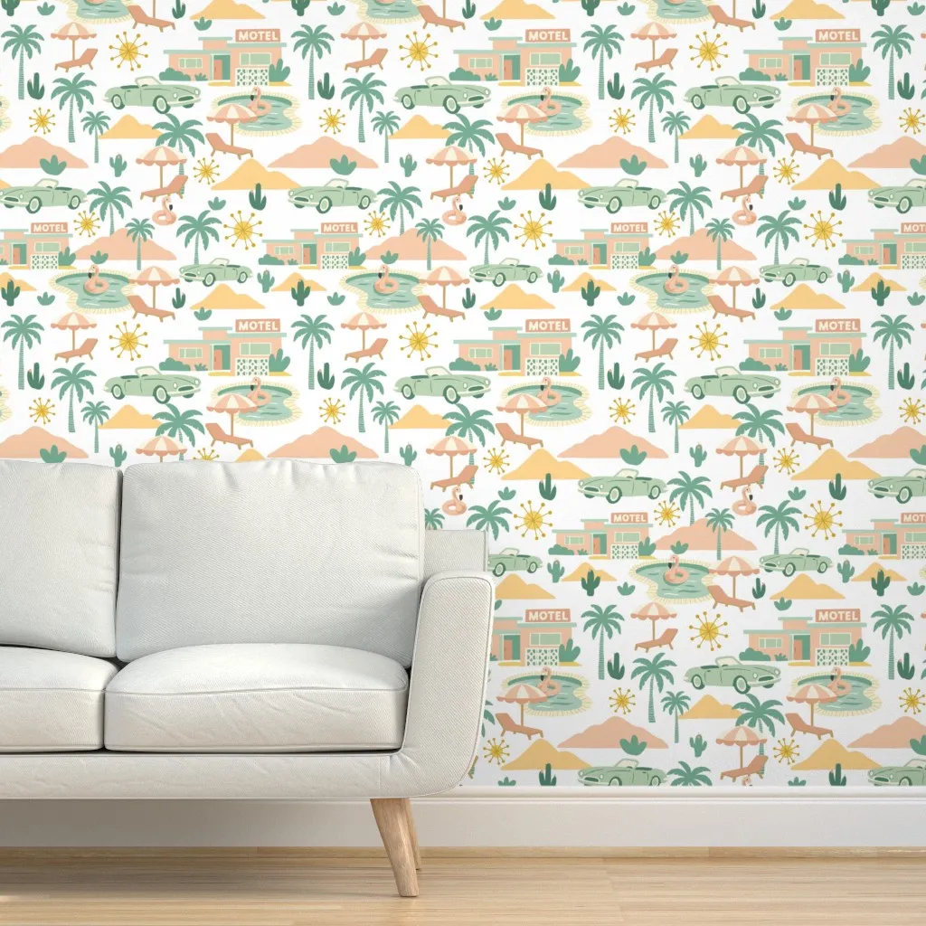 Retro Palm Springs Peel and Stick Wallpaper - Peach product