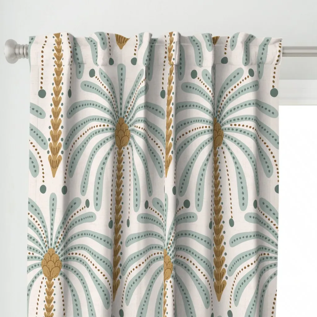 Retro Palm Springs Trees Curtain Panel - Gold alternate view