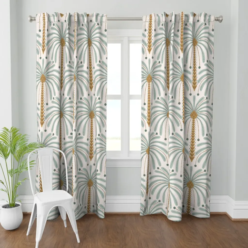 Retro Palm Springs Trees Curtain Panel - Gold product