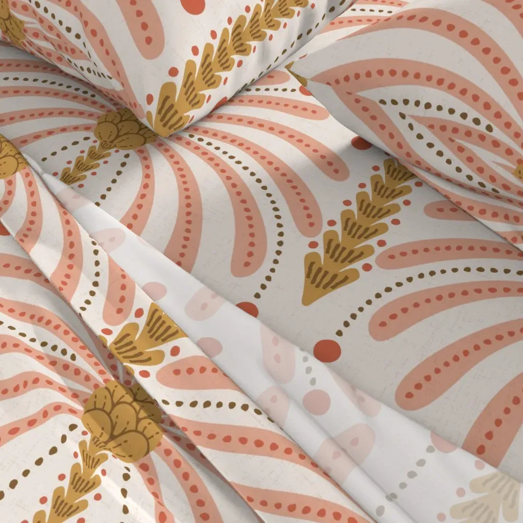 Retro Palm Springs Trees Queen Sheet Set - Coral alternate view
