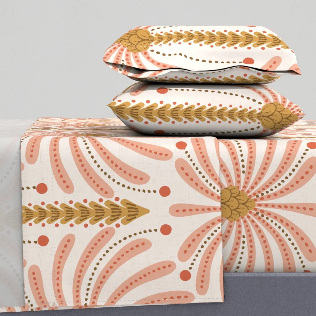 Retro Palm Springs Trees Queen Sheet Set - Coral product
