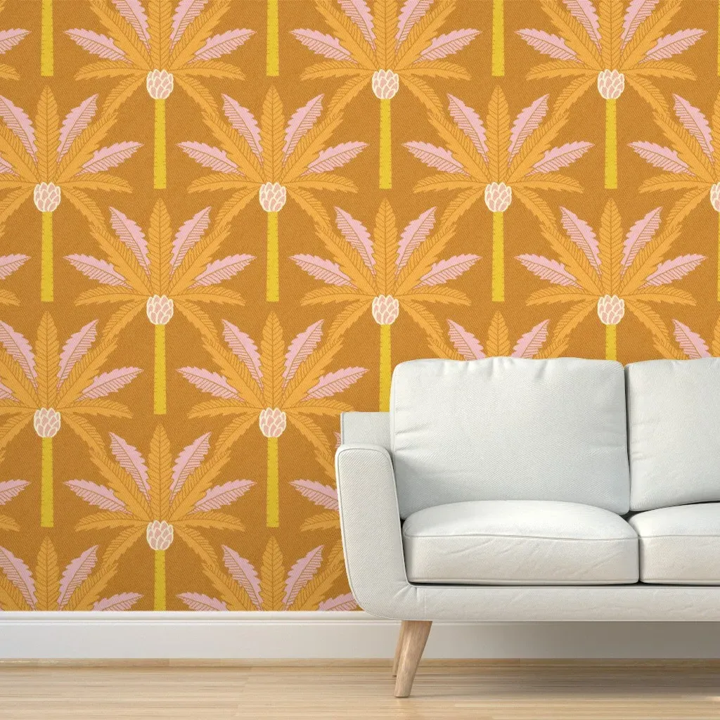 Retro Palm Trees Peel and Stick Wallpaper - Gold product