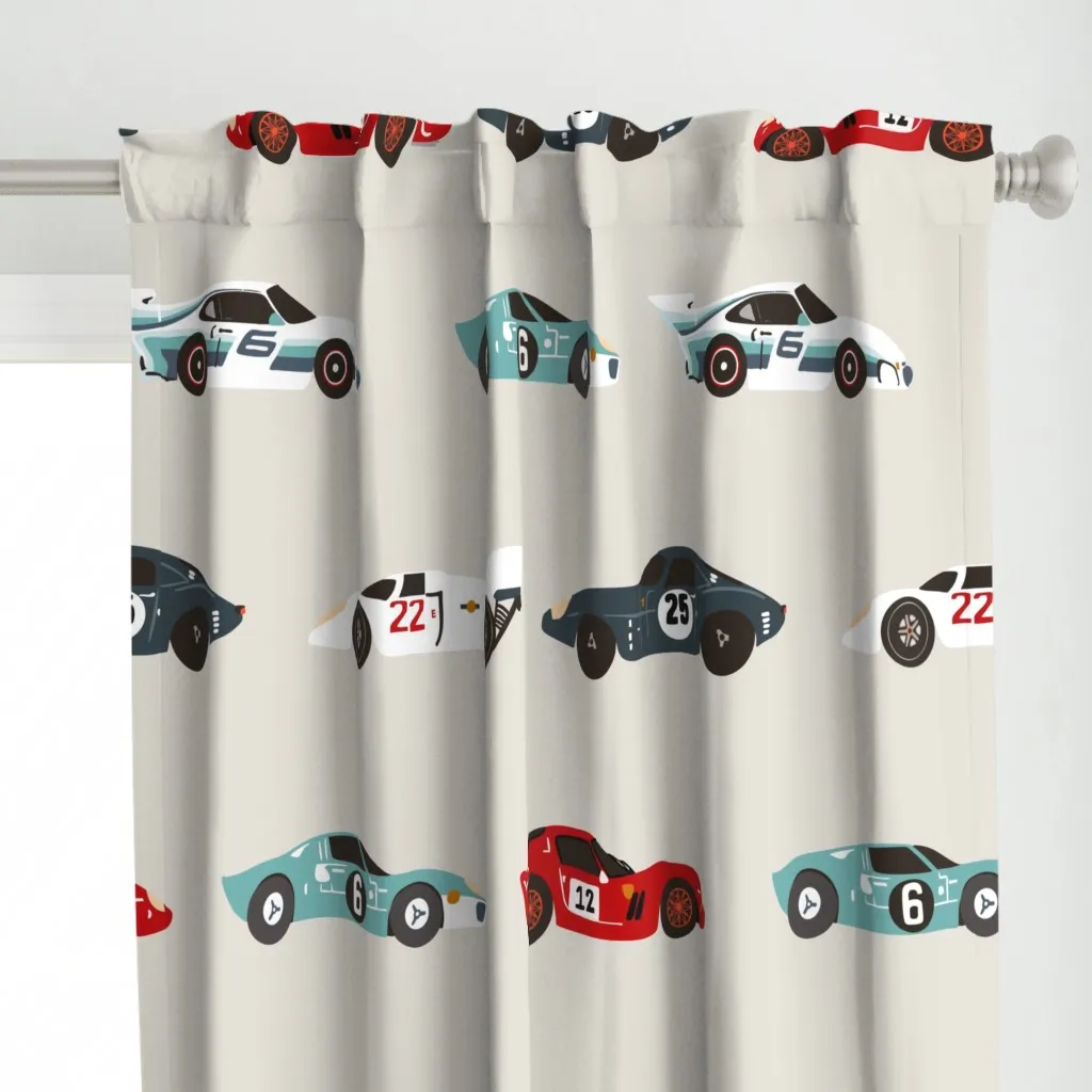 Retro Race Car Large Curtain Panel - Red alternate view