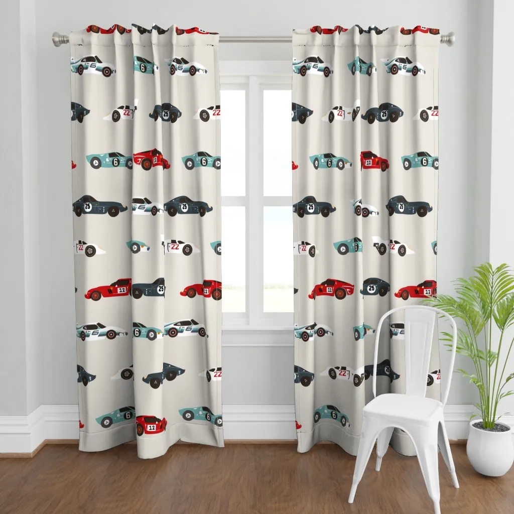 Retro Race Car Large Curtain Panel - Red product