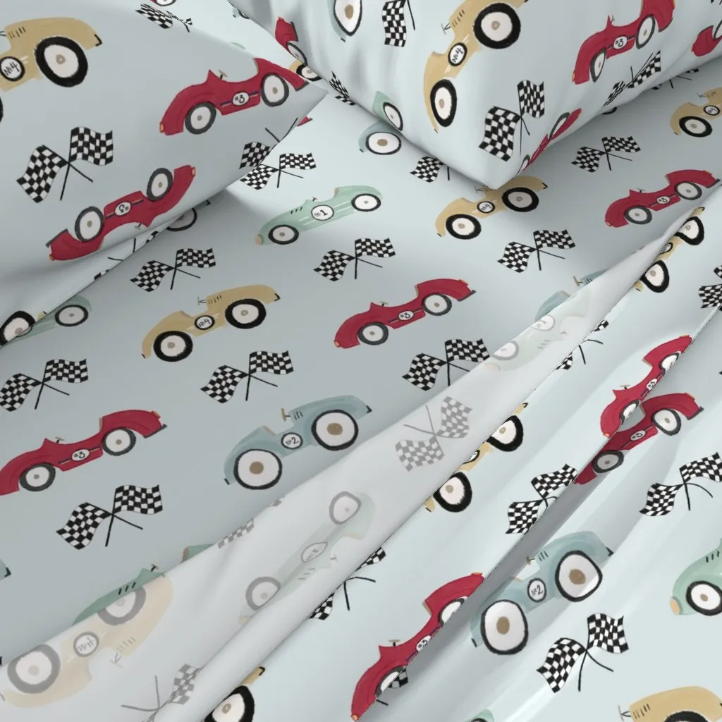 Retro Race Cars Queen Size Sheet Set - Red alternate view