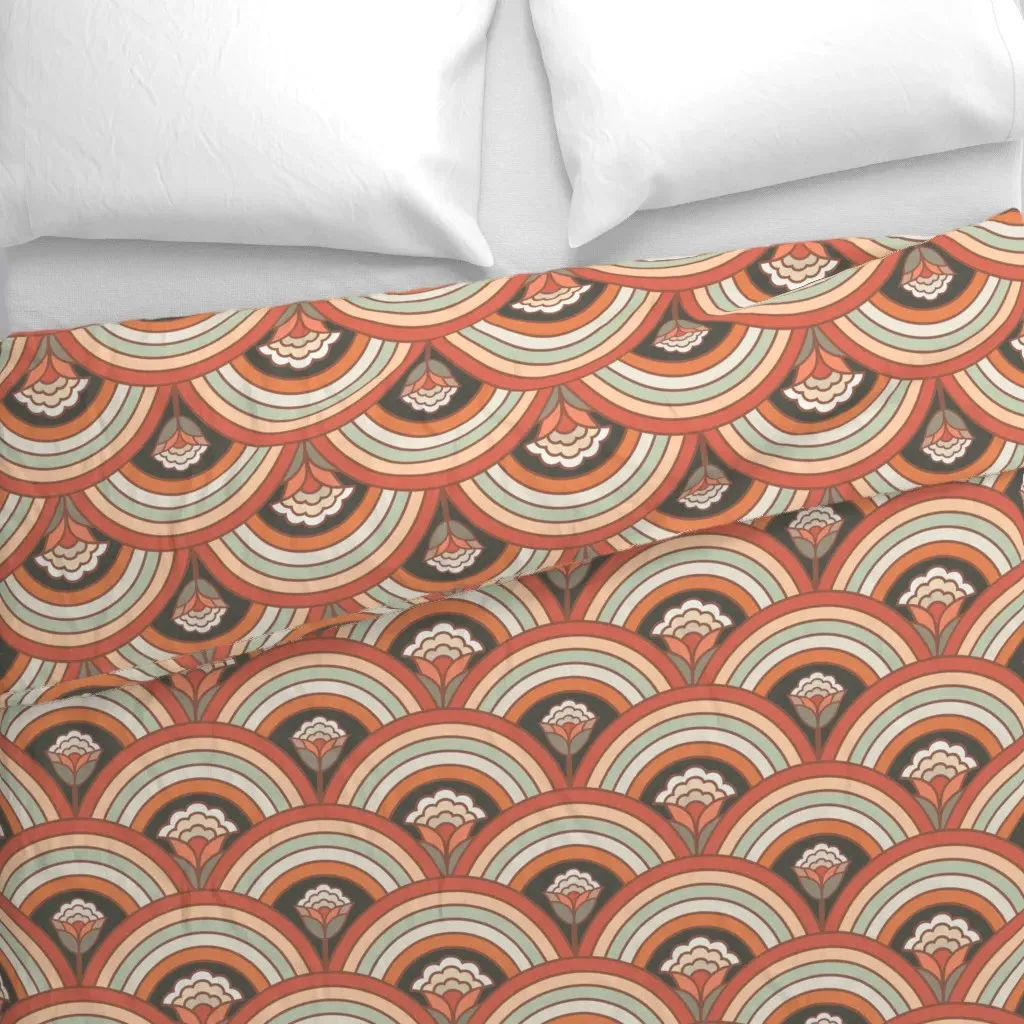 Retro Rainbow Vintage Duvet Cover - Terracotta alternate view