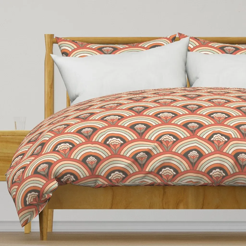 Retro Rainbow Vintage Duvet Cover - Terracotta product