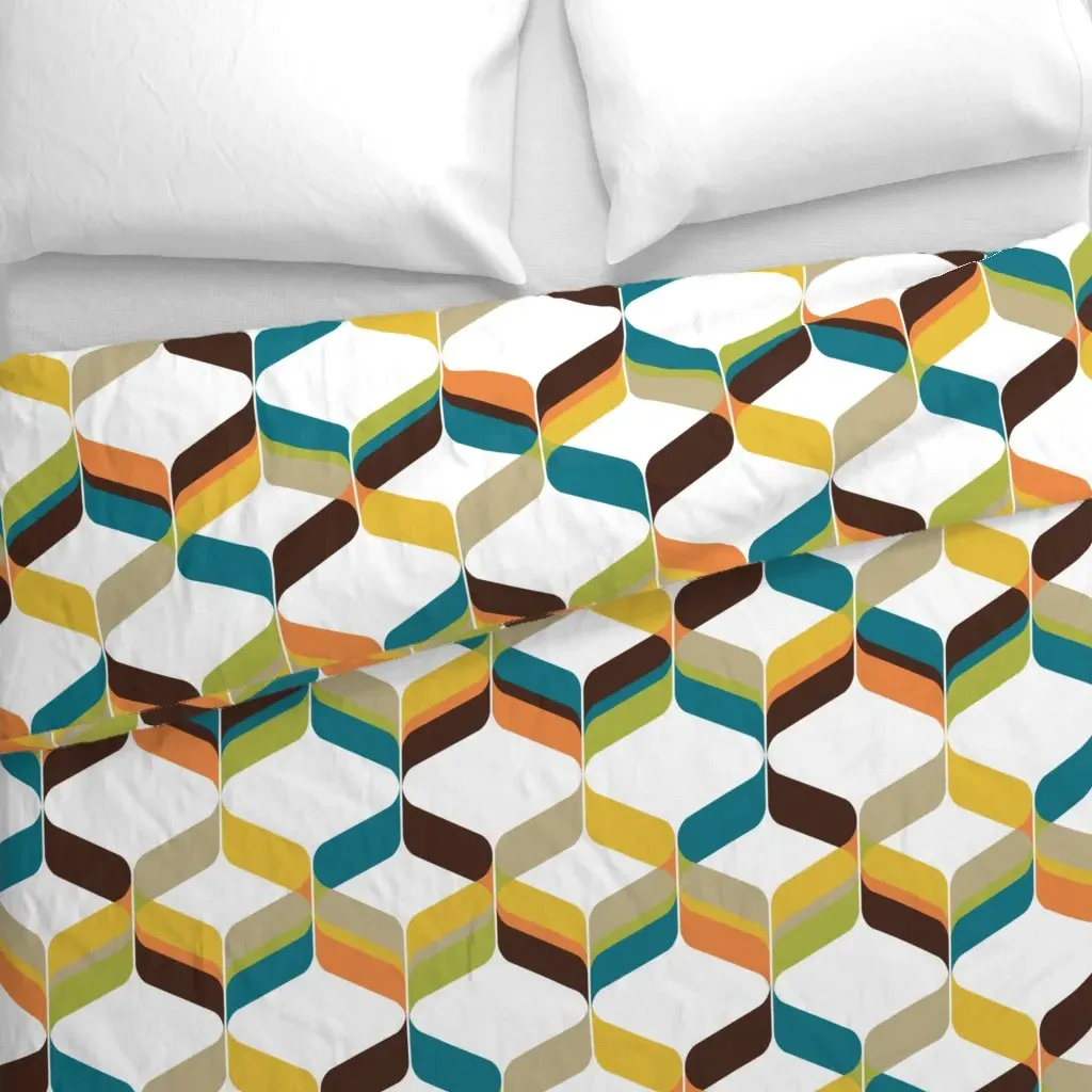 Retro Ribbon Duvet Cover - Mustard Yellow alternate view