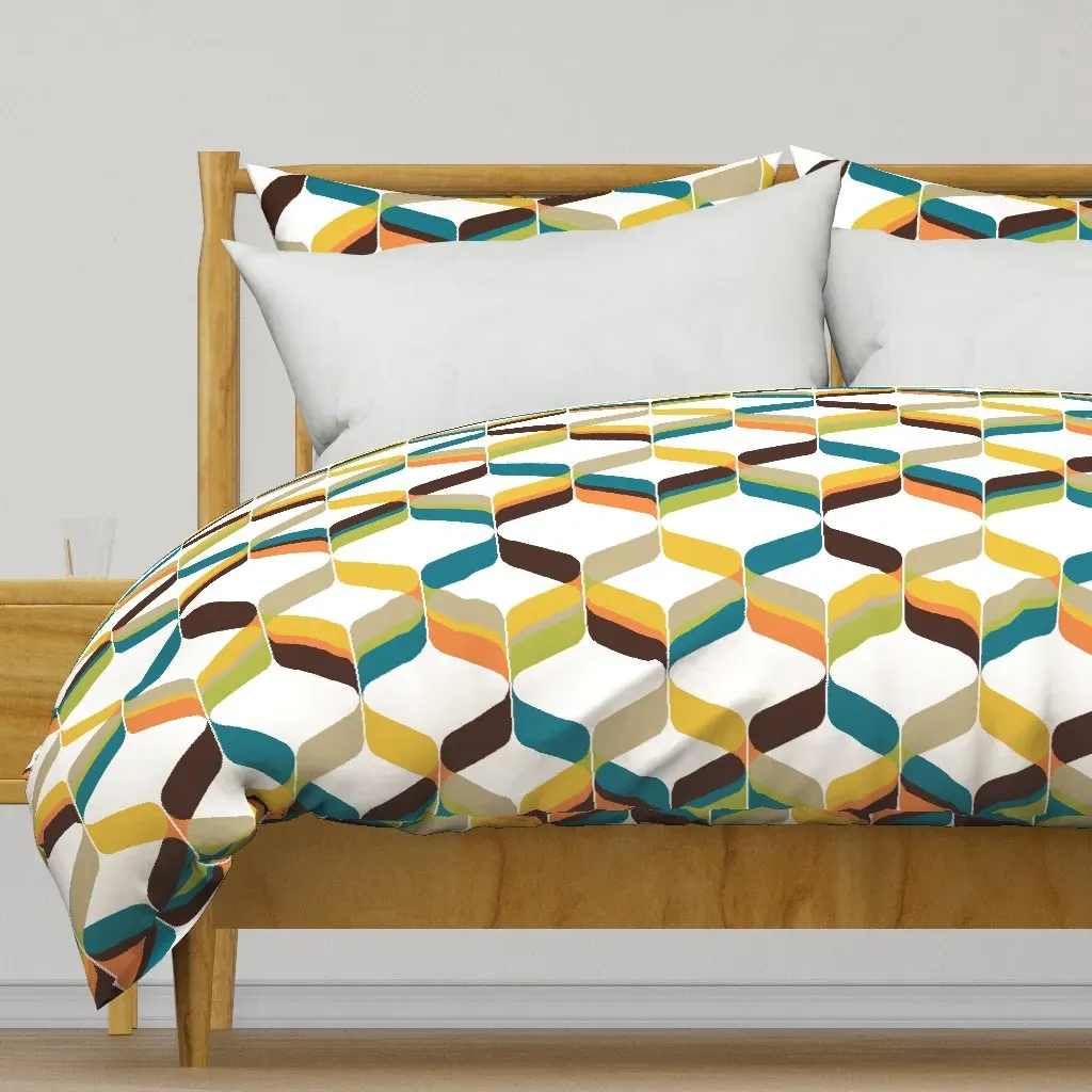 Retro Ribbon Duvet Cover - Mustard Yellow product