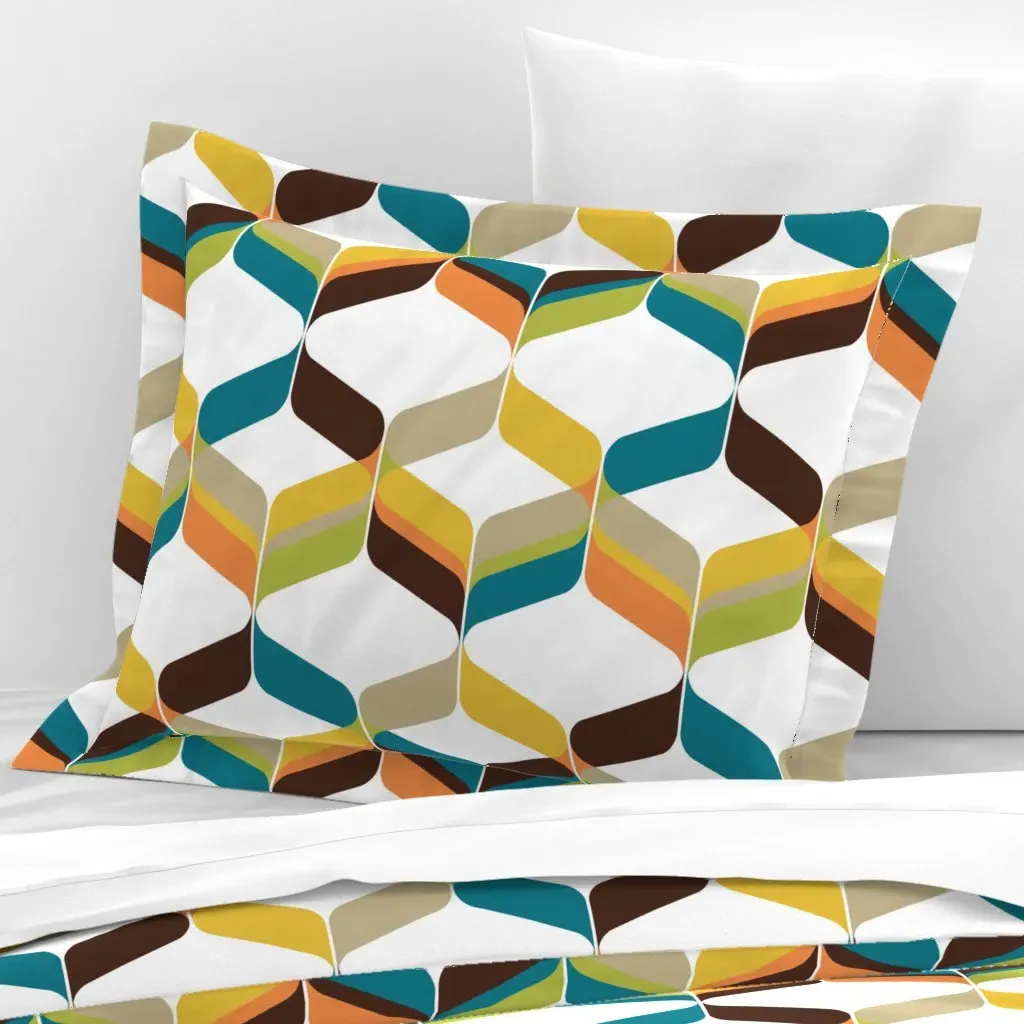 Retro Ribbon Standard Flanged Pillow Sham - Mustard Yellow, Cotton Sateen product