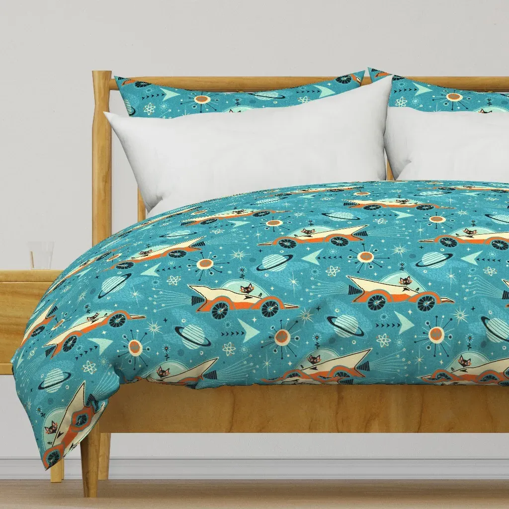 Retro Rocket Racers Large Duvet Cover - Orange product
