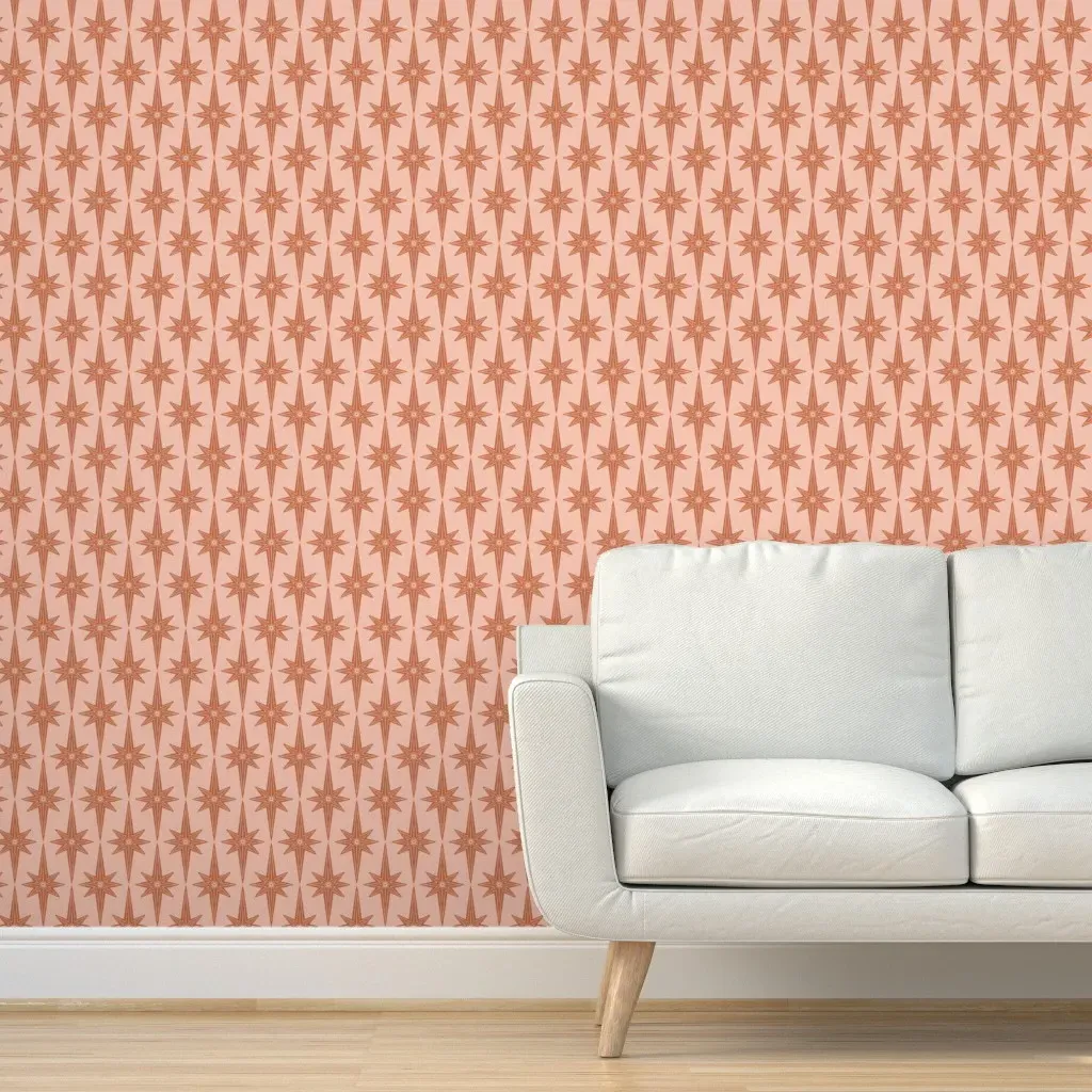 Retro Rustic Stars Peel and Stick Wallpaper - Terracotta product