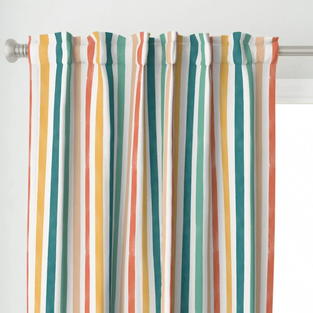 Retro Seaside Curtain Panel - Teal alternate view