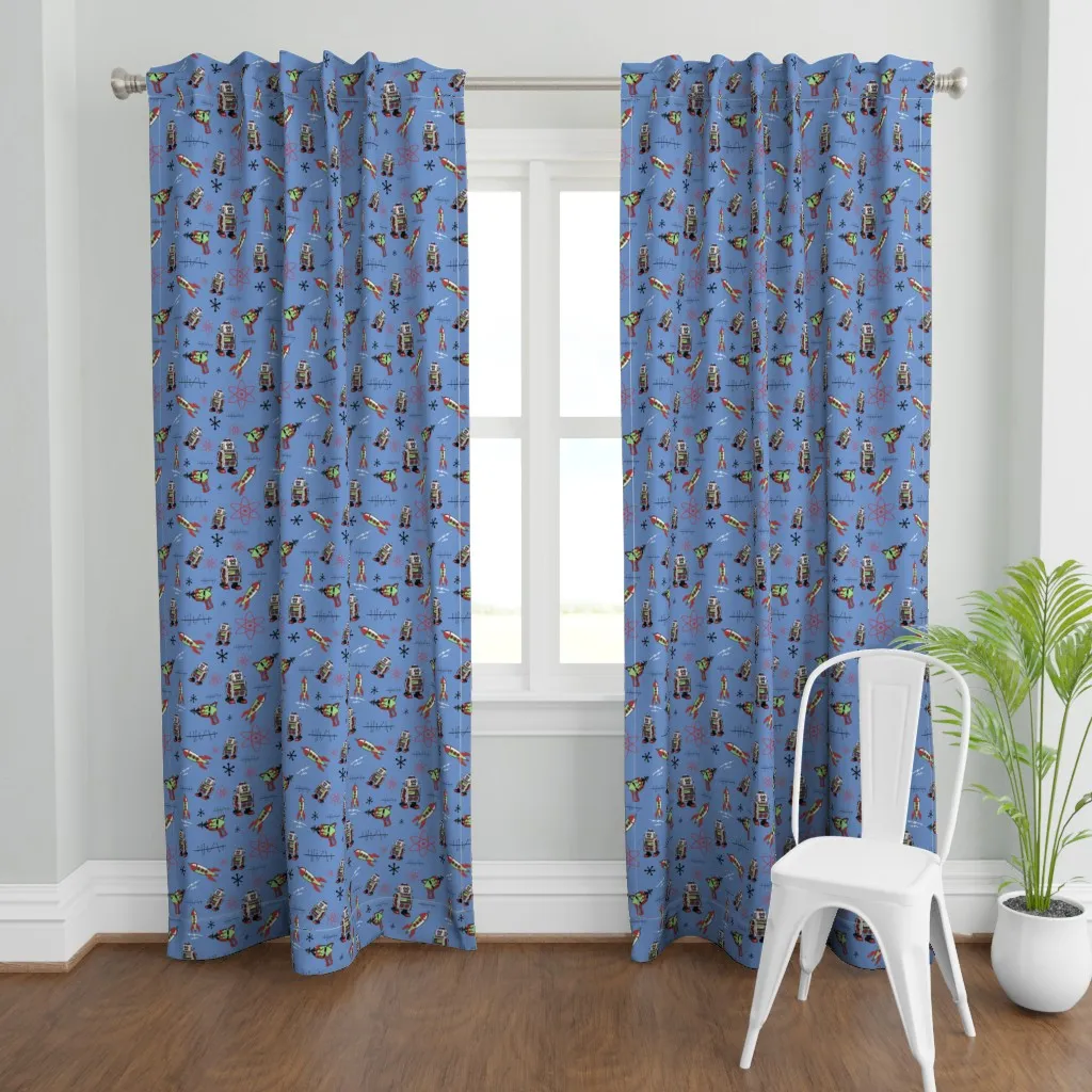 Retro Space II Curtain Panel - Light Blue product