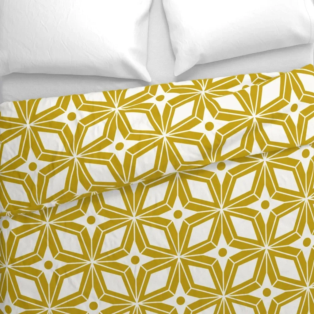 Retro Starburst Geometric Duvet Cover - Gold alternate view