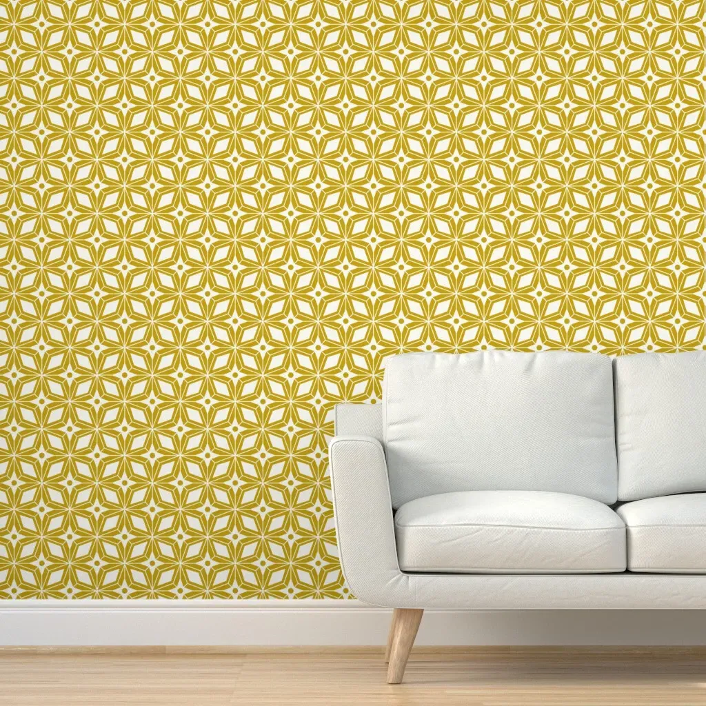 Retro Starburst Geometric Peel and Stick Wallpaper - Gold, Ivory product
