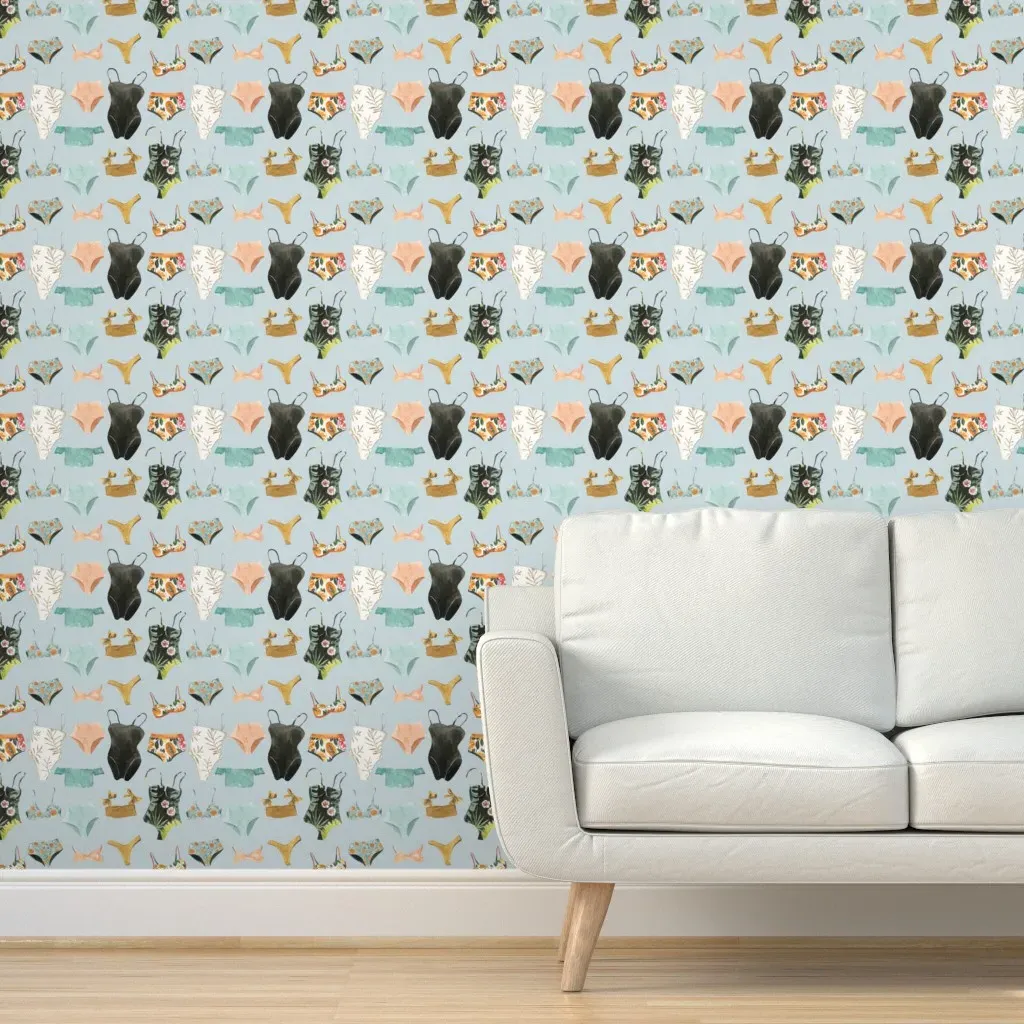 Retro Summer Swim Suits Peel and Stick Wallpaper - Mint product