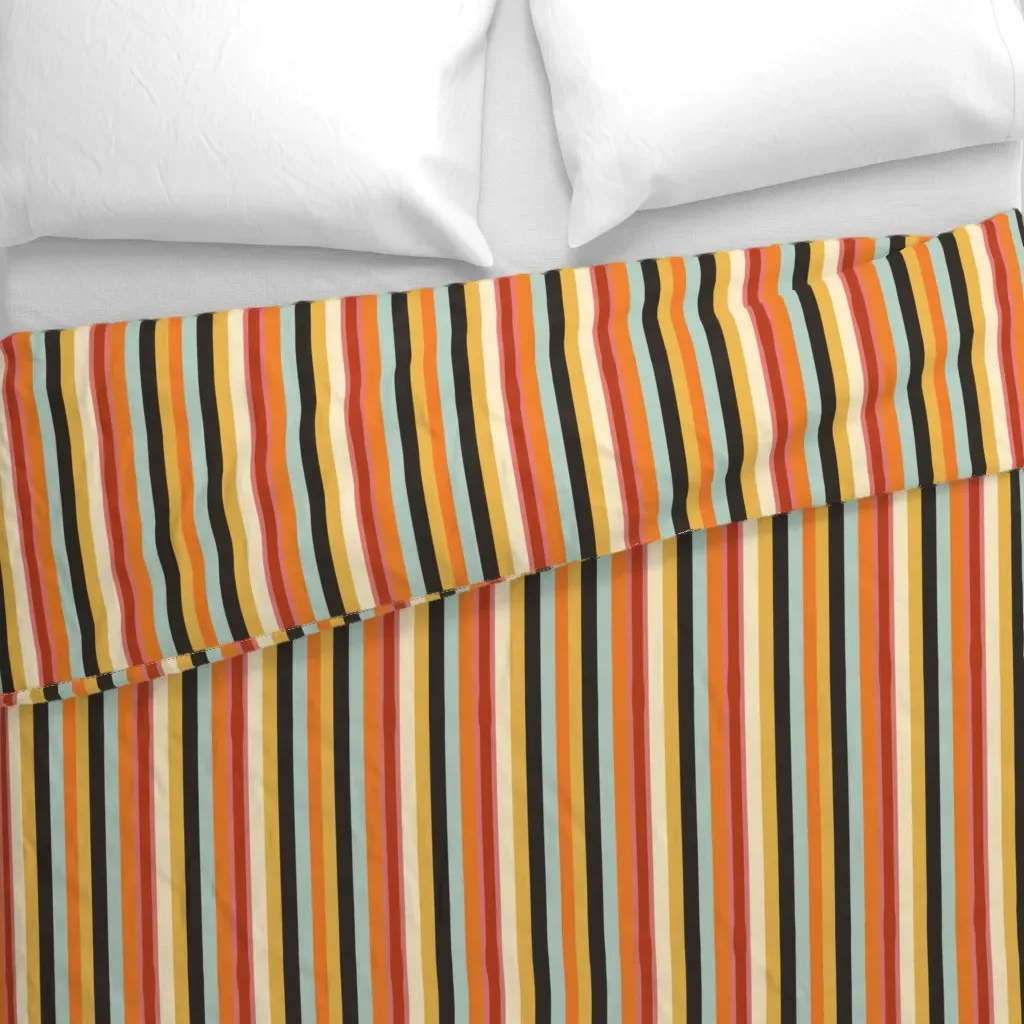 Retro Sunset Stripes Duvet Cover - Orange alternate view